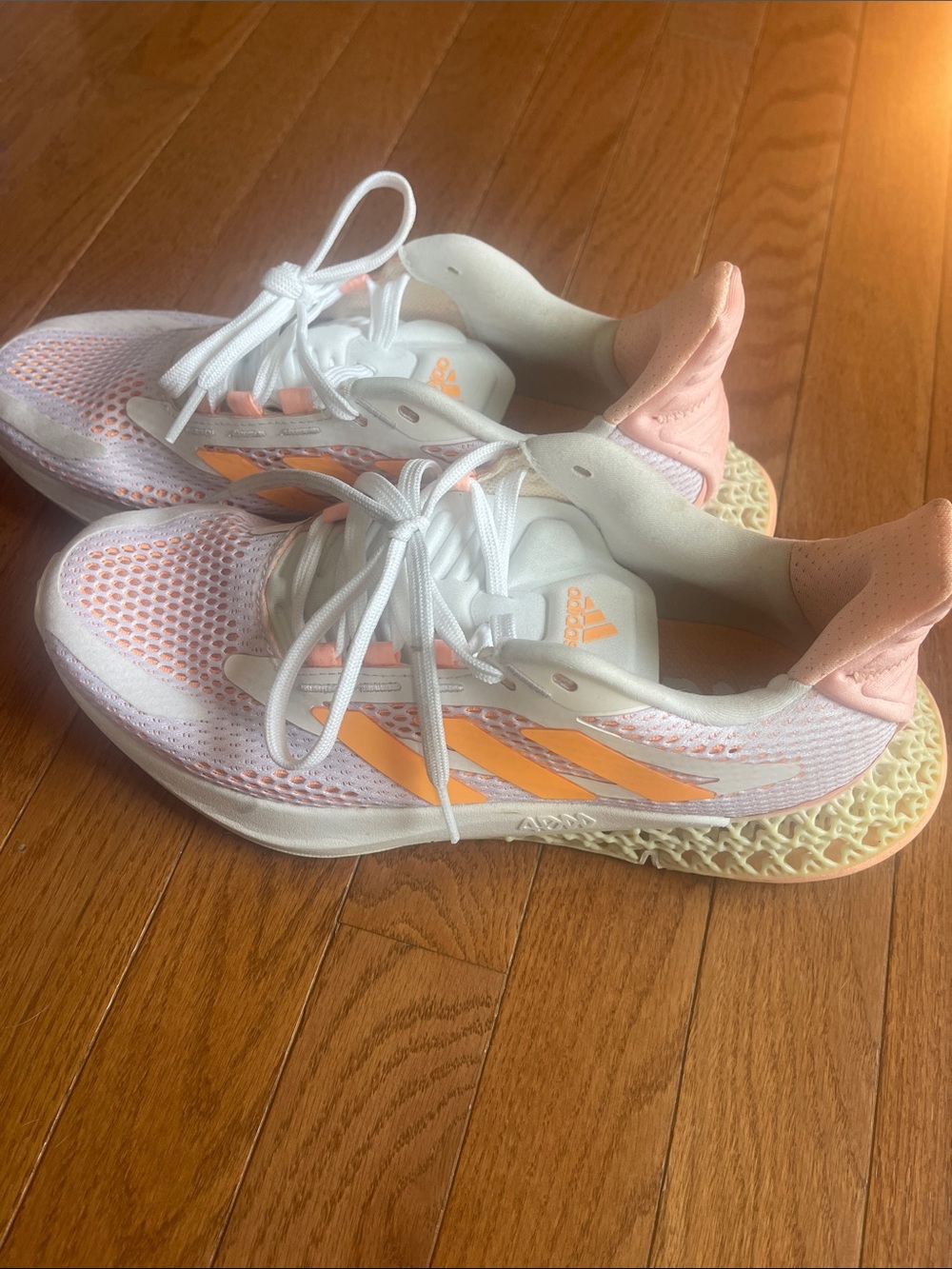 adidas Women’s Athletic Shoes - White with Peach Accents